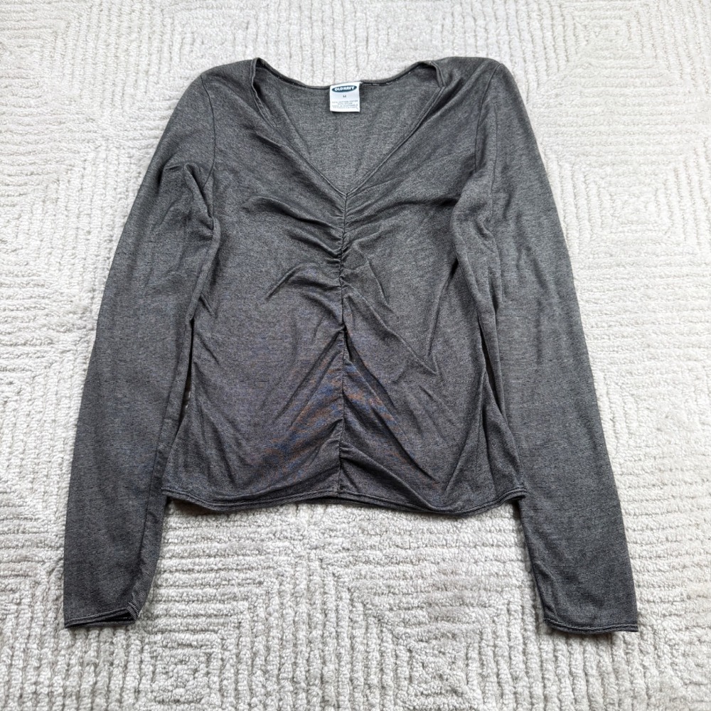 Old Navy Ruched Top Women's Medium Gray Y2K Minimalist Pop Icon Grunge Rave 2000